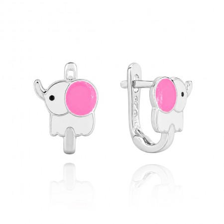 Gyermek ezüst fülbevaló Pink Elephant