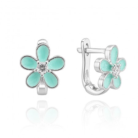 Gyermek ezüst fülbevaló Minty Flower