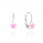 Gyermek ezüst fülbevaló Pink Hearts