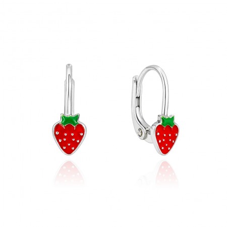 Gyermek ezüst fülbevaló Red Strawberry