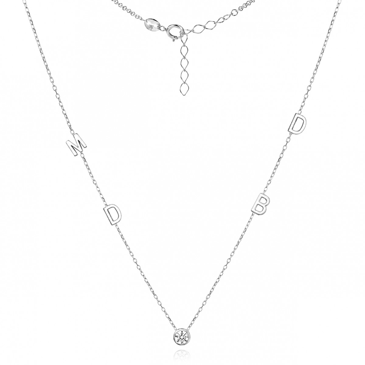 Ezüst nyaklánc betűvel és egy kővel