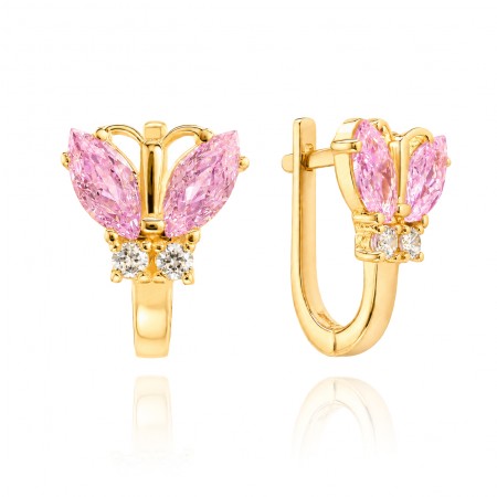 Arany gyermek fülbevalók Pink Butterfly
