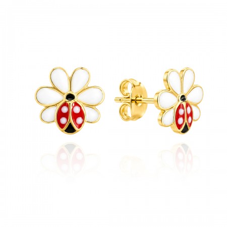 Arany gyermek fülbevalók Red Ladybird