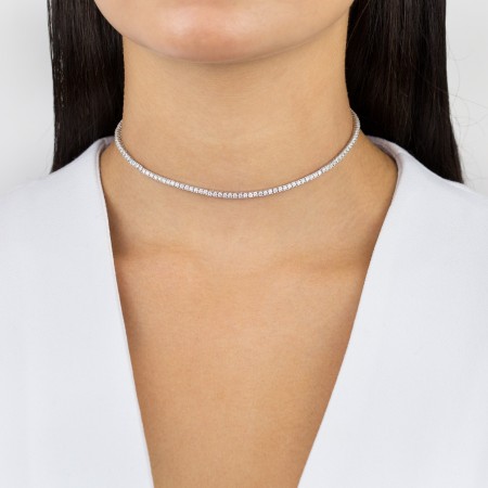 Ezüst choker White tennis