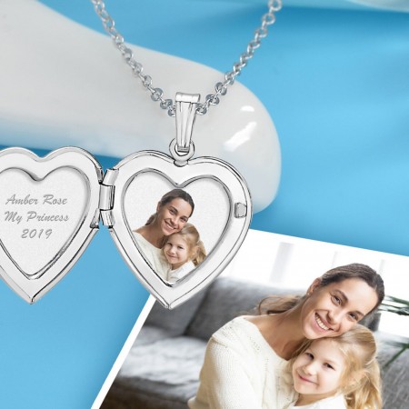 Ezüst nyaklánc Heart Photo Locket