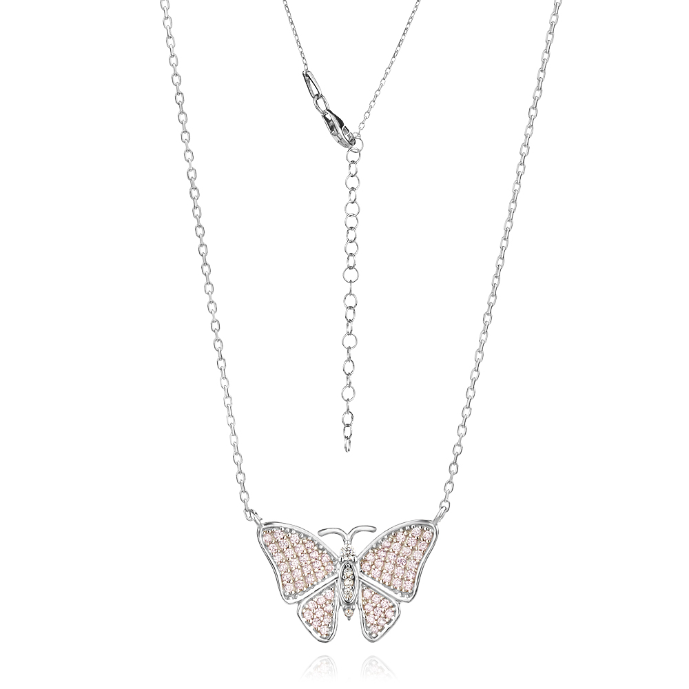 Ezüst nyaklánc Pink Butterfly Ezüst nyaklánc Pink Butterfly