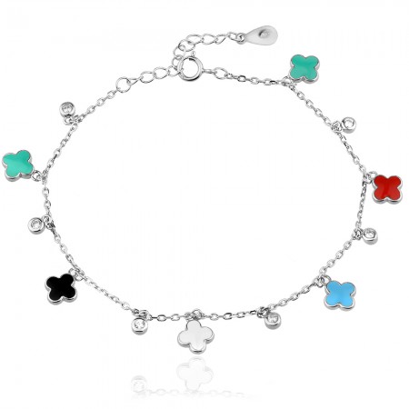 Ezüst karkötő Clover