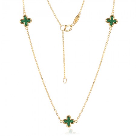 Arany nyaklánc Clover Malachite
