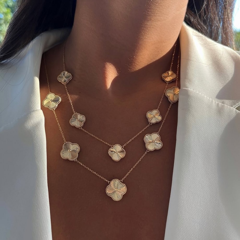 Arany nyaklánc Max Large Diamond Clover