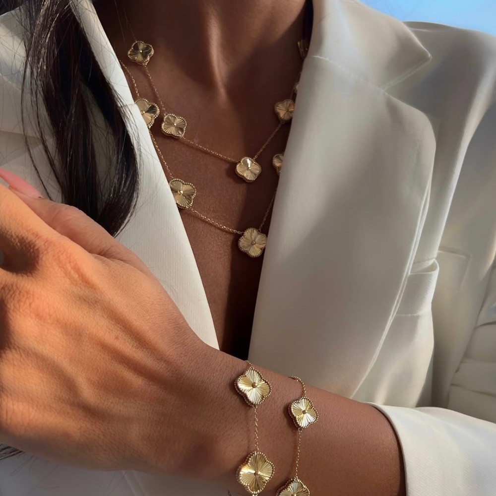 Arany nyaklánc Max Large Diamond Clover