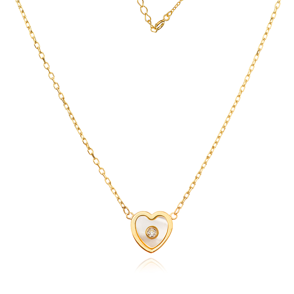 Arany Nyaklánc Pearl Heart-tal Arany Nyaklánc Pearl Heart-tal