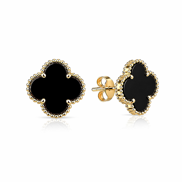 Arany csavaros fülbevalók Onyx Clover Arany csavaros fülbevalók Onyx Clover