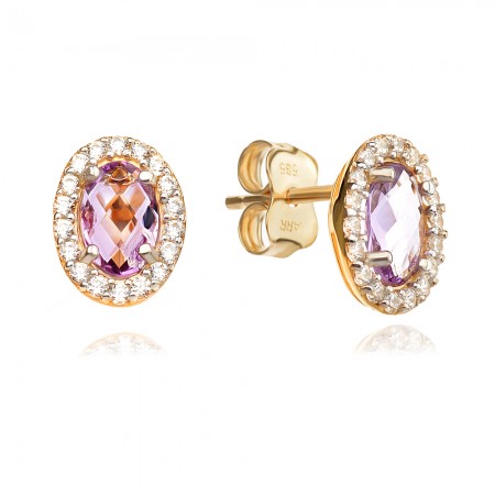 Arany fülbevaló Amethyst