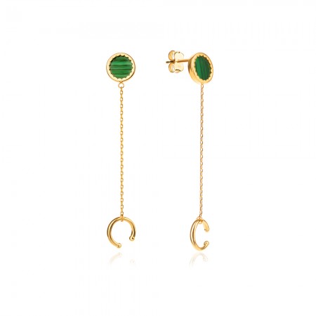 Arany fülbevaló Hera Malachite