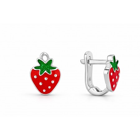 Gyerek ezüst fülbevaló Strawberry