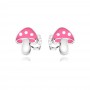 Gyermek ezüst fülbevaló Pink Mushroom