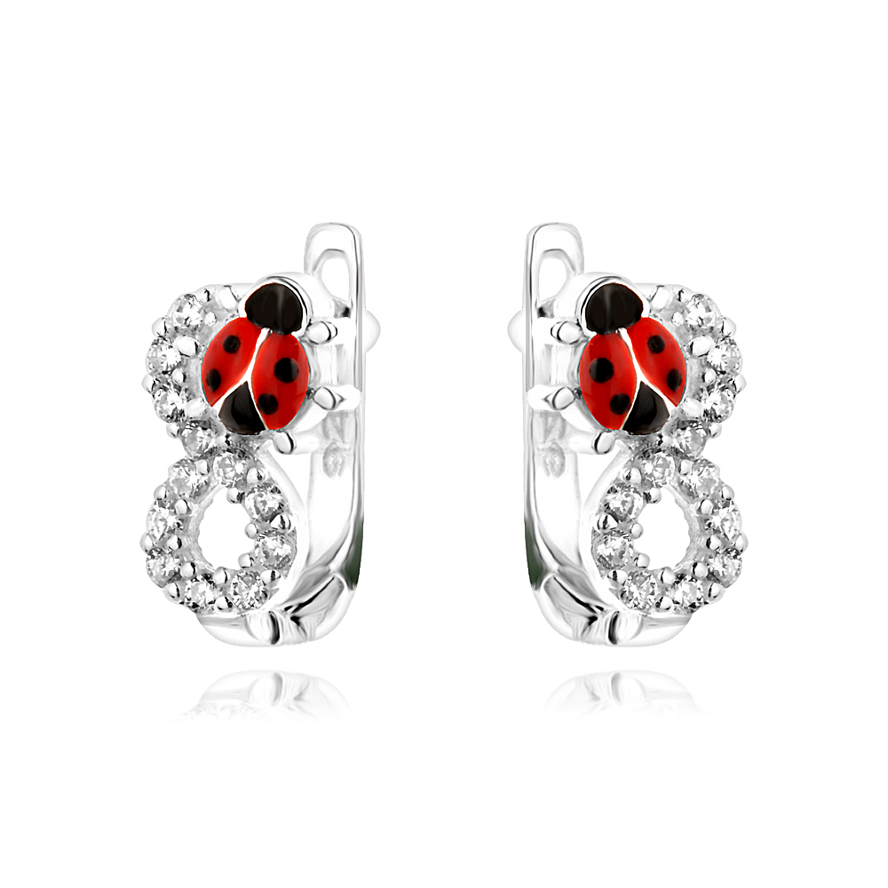 Gyermek ezüst fülbevaló Ladybug Forever