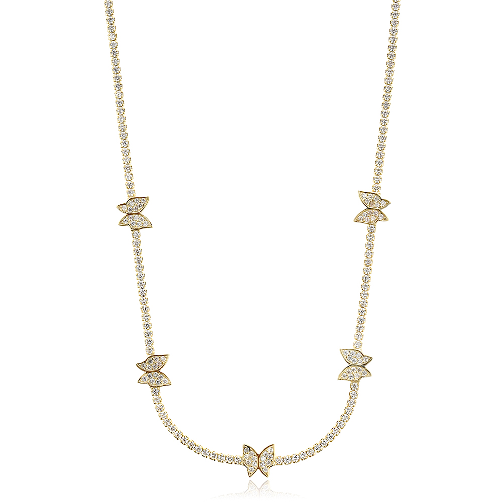 Ezüst choker Butterfly