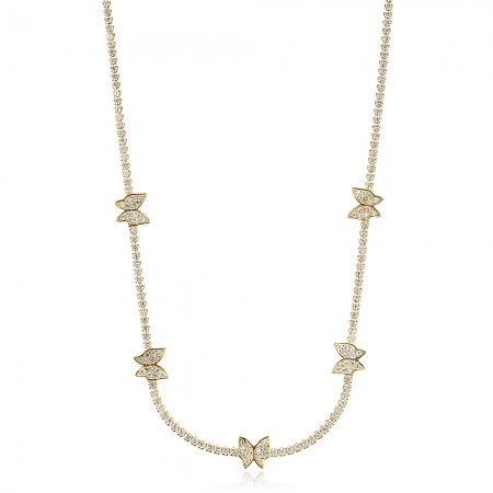 Ezüst choker Butterfly