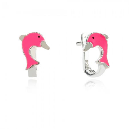 Gyermek ezüst fülbevaló Pink dolphin