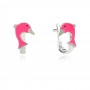 Gyermek ezüst fülbevaló Pink dolphin