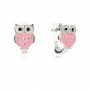 Gyermek ezüst fülbevaló Pink owl