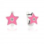 Gyermek ezüst fülbevaló Pink Star
