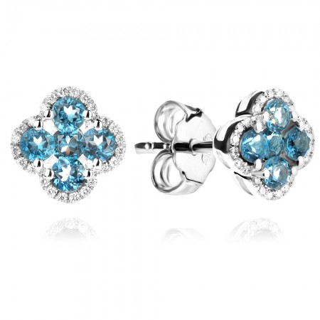 Fülbevaló Diamantokkal és London Topázzal Aura Clover