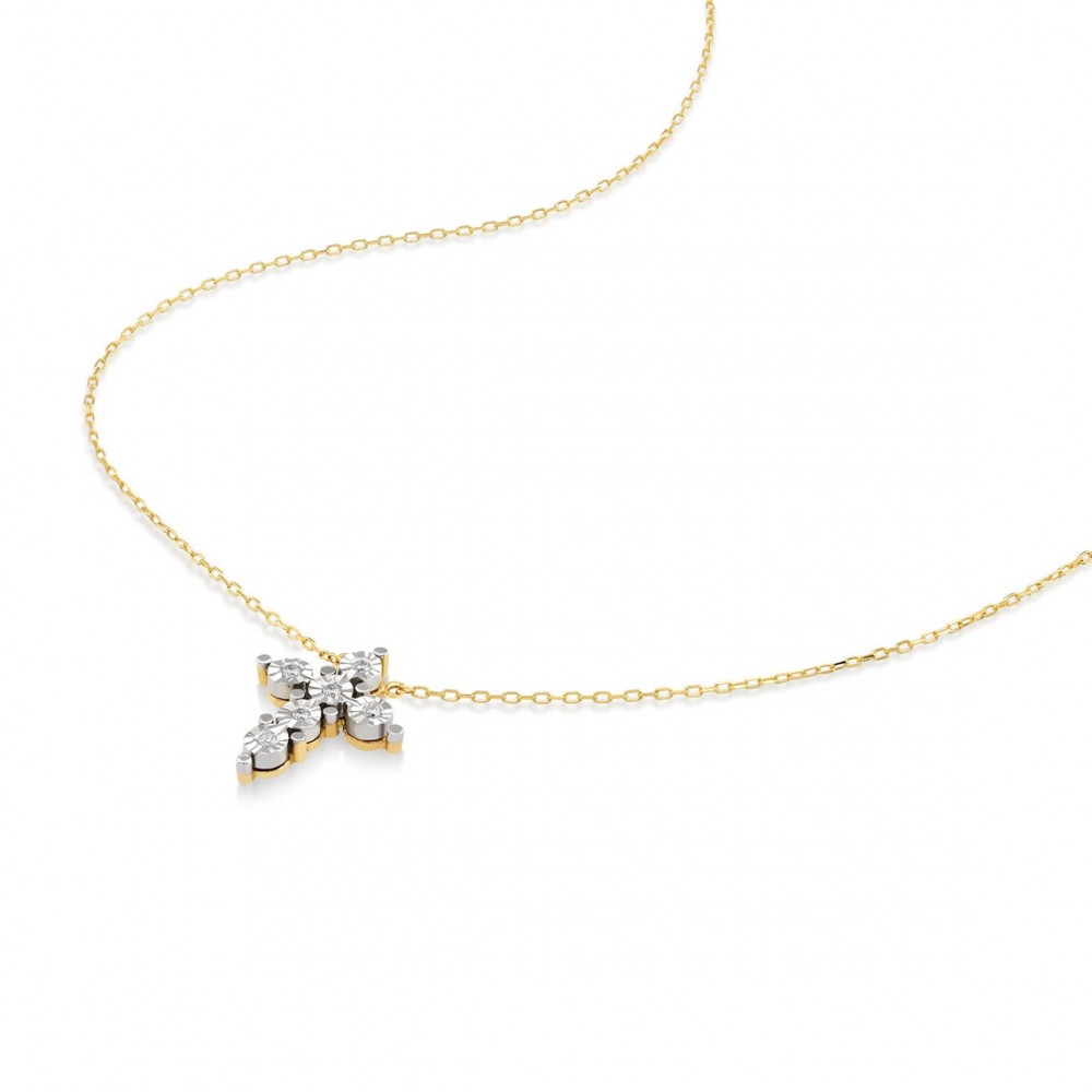 Arany nyaklánc Diamond Cross gyémántokkal Arany nyaklánc Diamond Cross gyémántokkal