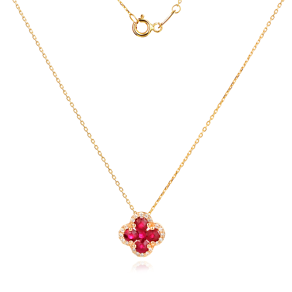 Nyaklánc Diamantokkal és Rubinnal Aura Clover Nyaklánc Diamantokkal és Rubinnal Aura Clover