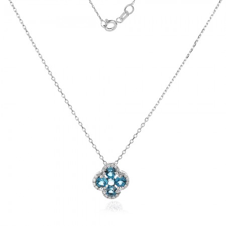 Nyaklánc Diamantokkal és London Topázzal Aura Clover