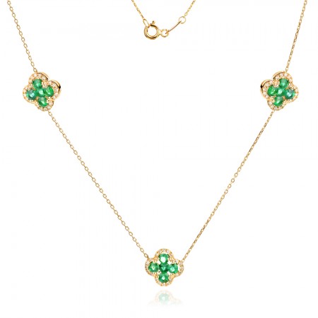 Nyaklánc Diamantokkal és Smaragddal Aura Clover Nyaklánc Diamantokkal és Smaragddal Aura Clover
