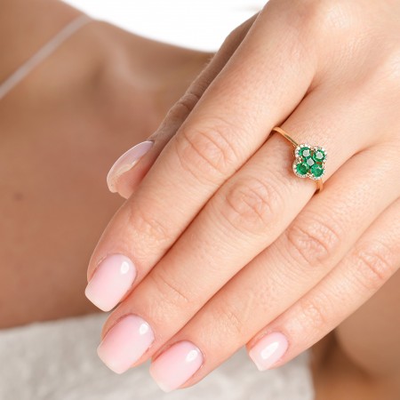 Gyűrű Diamantokkal és Smaragddal Aura Clover Gyűrű Diamantokkal és Smaragddal Aura Clover