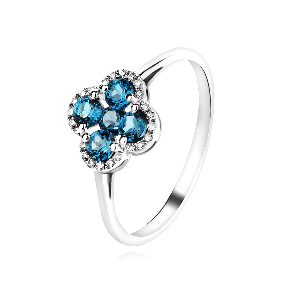 Gyűrű Diamantokkal és London Topázzal Aura Clover Gyűrű Diamantokkal és London Topázzal Aura Clover