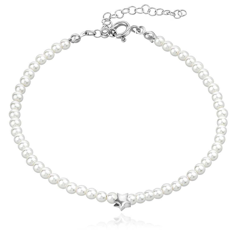 Ezüst karkötő Pearl with star Ezüst karkötő Pearl with star