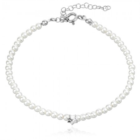 Ezüst karkötő Pearl with star