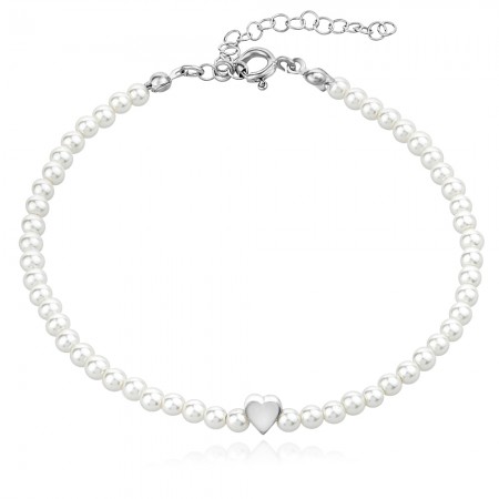 Ezüst karkötő A pearl with a heart
