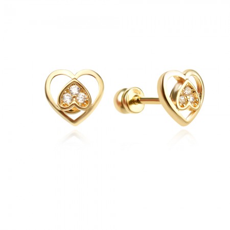Arany gyermek fülbevalók Double heart