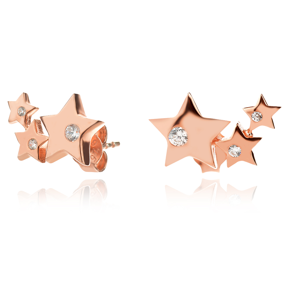 Ezüst fülbevaló Triple star