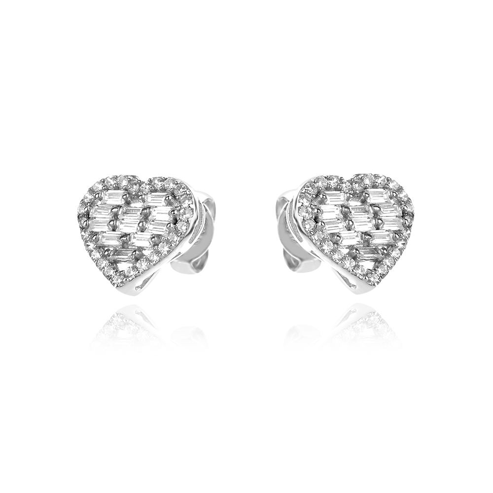 Ezüst fülbevaló Luxury Heart