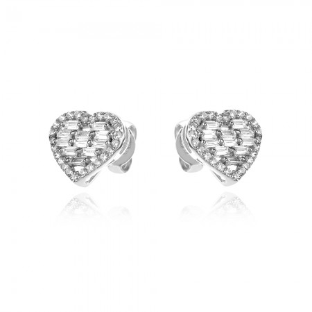 Ezüst fülbevaló Luxury Heart