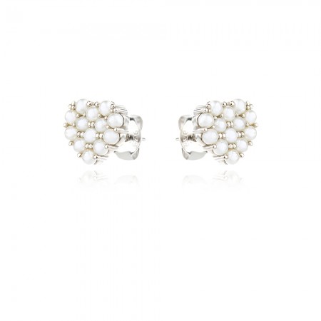 Ezüst fülbevaló Heart Pearl