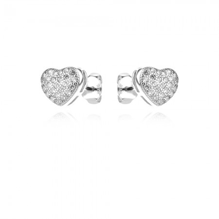 Ezüst fülbevaló Pave Heart
