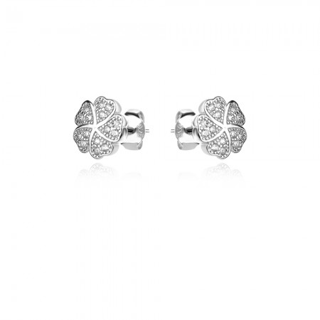 Ezüst fülbevaló Pave Clover