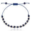 Pulseira kék zsinórral és arany gyöngyökkel