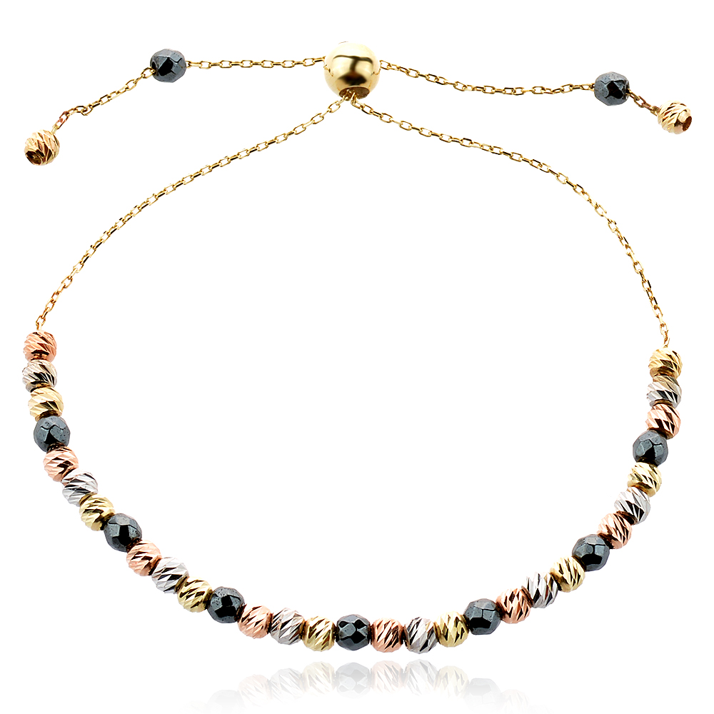 Arany Diamond cut ball Onyx karkötő