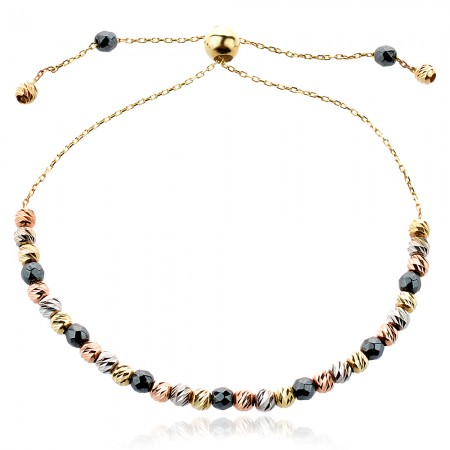 Arany Diamond cut ball Onyx karkötő