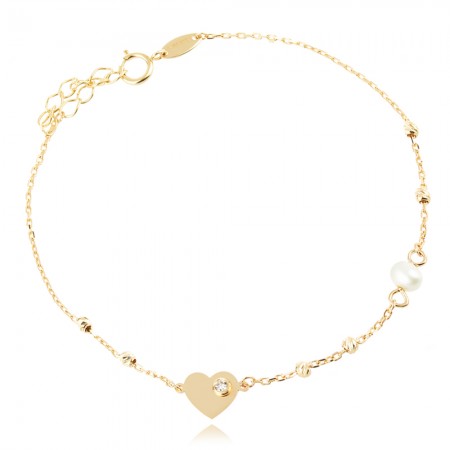 Aranyozott karkötő Heart pearl