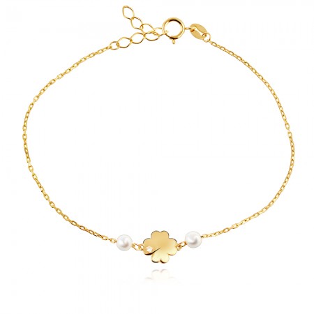 Arany Karkötő Clover Pearls
